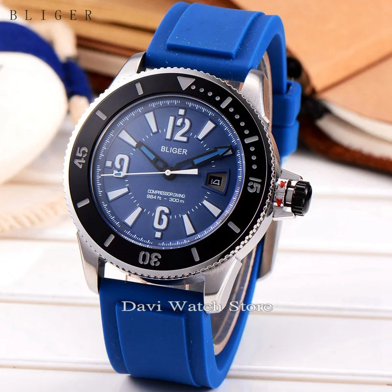 

43mm Date Bliger Silver Steel Case Automatic Mechanical Movement Mens Watch