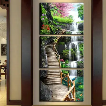 

Full Diamond Mosaic rhinestone Handmade Diamond Embroidery landscape waterfall Pattern DIY 5D Diamond Painting Cross Stitch Kits