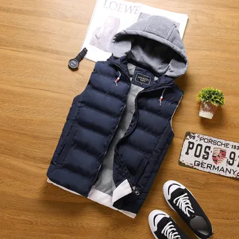 

new 2020 men's vest hooded tide Cultivate one's morality to thicken the youth sleeveless hooded Cotton vest