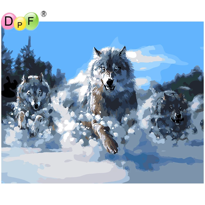 

DPF Frameless Oil Painting By Numbers Running Wolf Paint On Canvas Wall Pictures For Living Room Wall Art Home Decor crafts