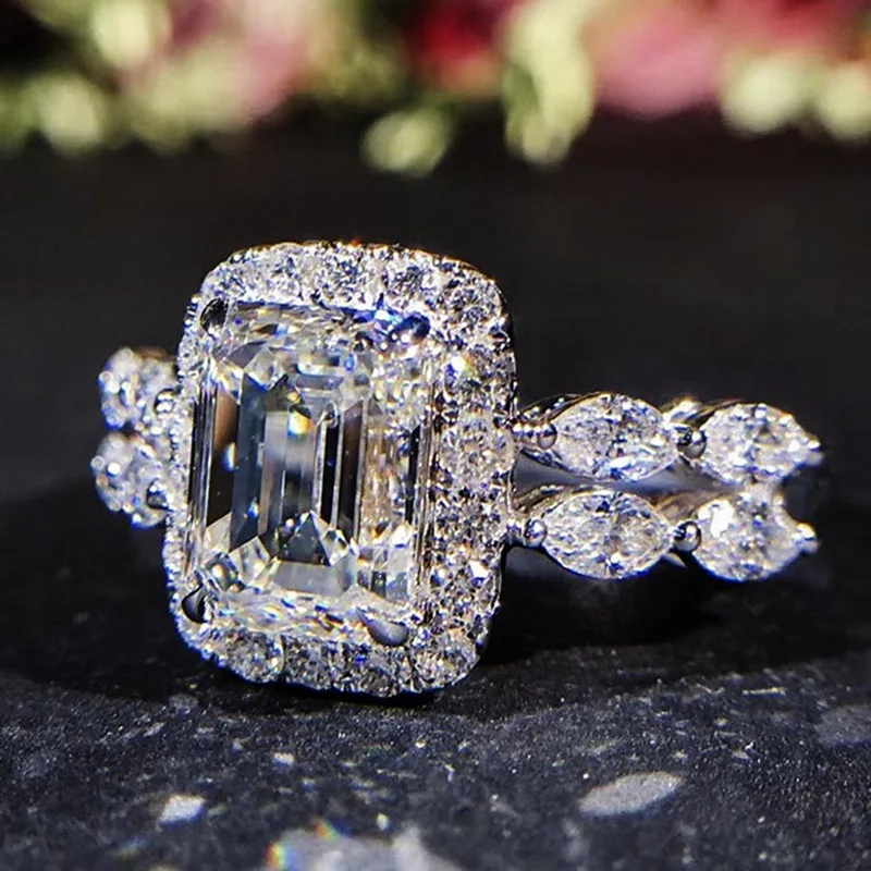Винтажные большие квадратные кольца из чистого циркония женские серебряные кольца с камнем роскошные новые модные стильные подарки на день рождения
