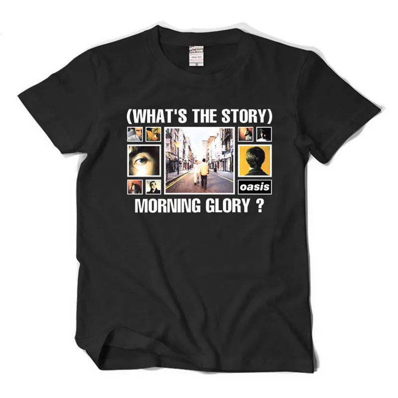 

Xuanyutee OASIS What's the Story Morning Glory Rock Fan T-shirt Men Print Lover Tee Shirt Homme EU Size Casaul Fit Drop Shipping