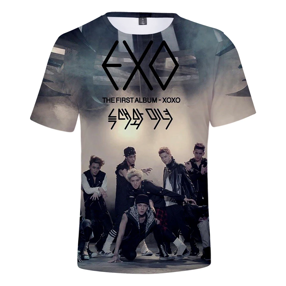 EXO футболки Kpop модная повседневная Уличная одежда с коротким рукавом Harajuku
