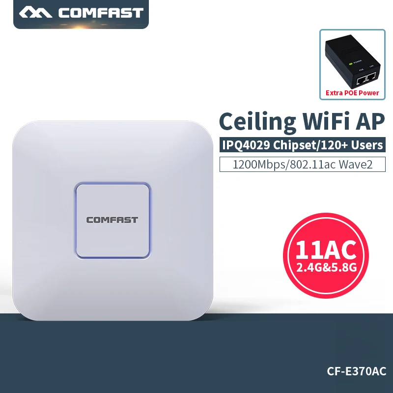 Новинка 2017 года ~ COMFAST 1200 м Wi-Fi потолок Беспроводной AP 802.11AC indoor AP с 48 В POE Поддержка открыть DDWRT доступа Точка AP мост