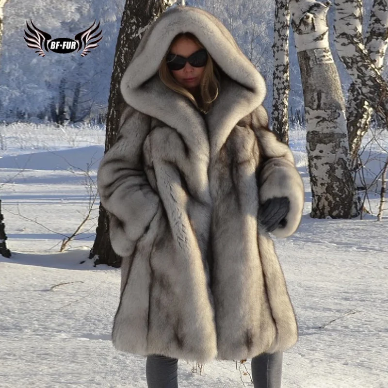 BFFUR Capped Woman Winter 2022 New Arrival Real Fox Fur Coat Natural Fur Jacket Genuine Leather Fashion Clothing Full Pelt Fox