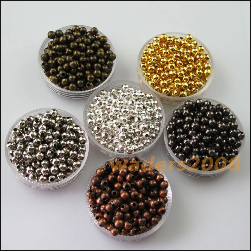 

30Pcs Metal Round Ball Spacer Beads Charms 8mm Gold Silver Bronze Copper Black Plated