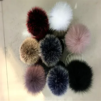 

Warm Winter Beanie Metallic With Fur Pompom Caps Cool fox Thick Winter Fur Hats For Children Ladies Gilrs
