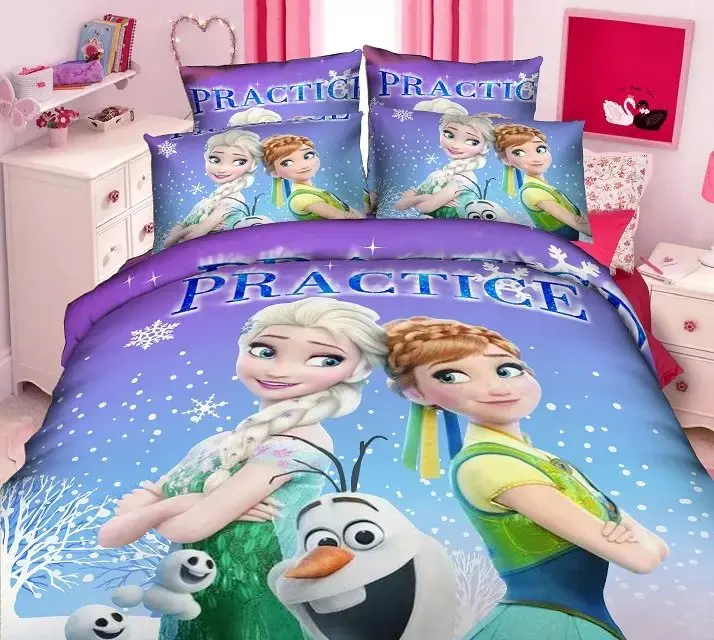 Purple Frozen Elsa Anna print bedding set Girl's Children's bedroom decor single twin size