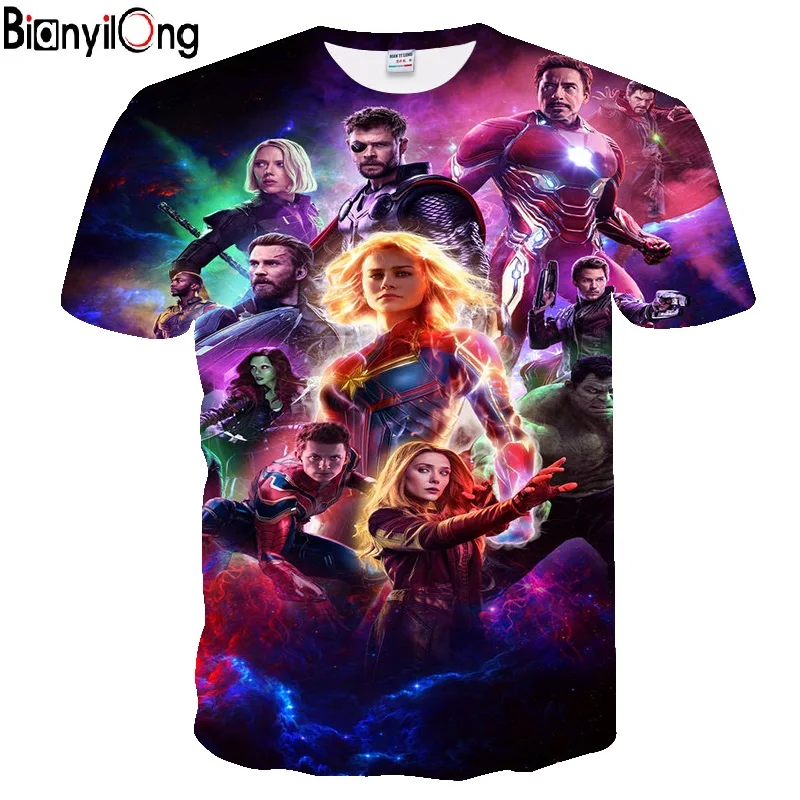 Hot 2019 3D Avengers 4 Endgame Cosplay Captain Marvel Men Women Gym T-shirts