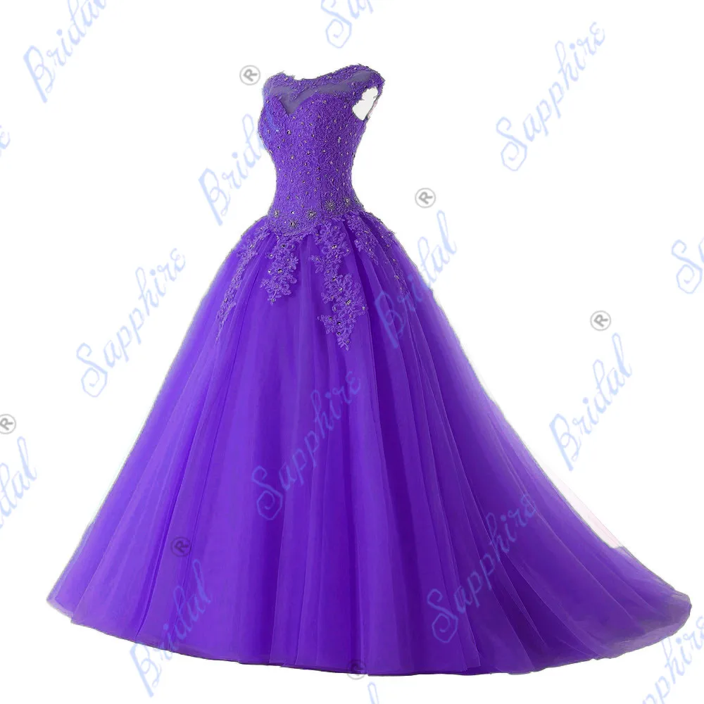 BLF-61 Сапфировые Свадебные Длинные вечерние платья Vestido De 15 Anos De cap рукав кружево открытая спина Коралловое бургундское вино Бисероплетение Бальные платья - Цвет: BLF-61