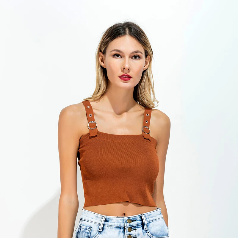 Crop Tops women 2017 Spaghetti Strap Camisole Female khaki,green Short