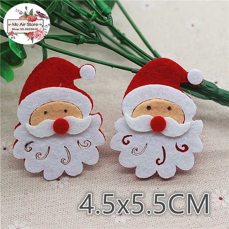 

4.5CM 10pcs Non-woven patches Father Christmas Felt Appliques for clothes Sewing Supplies diy craft ornament