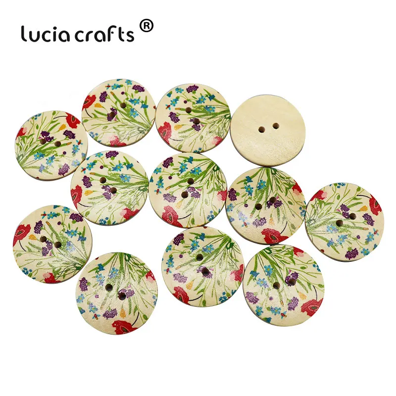 

Lucia crafts 6pcs 30mm 2-Holes Round Flower Painted Wooden Buttons DIY Sewing Scrapbooking Clothes Accessories E0116