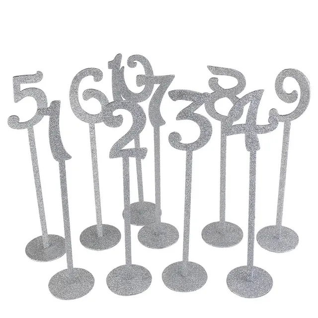 1 20 glitter silver wedding table seating numbers holders elegant