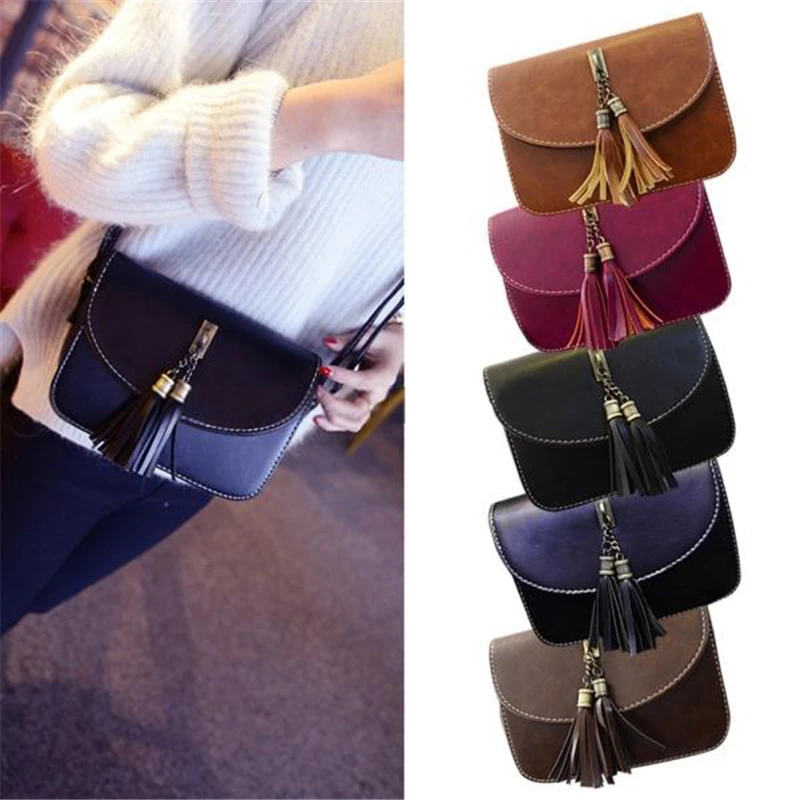 2017 Women Fashion Tassel Messenger Bags Girl Handbag Shoulder Bags Wallets Totes Purse Leather Gift N774