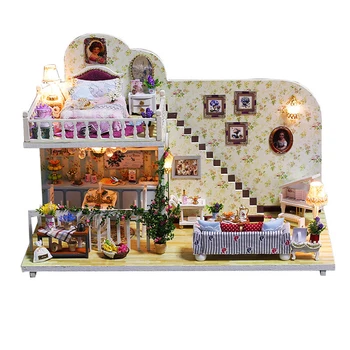 

Amsterdam Furniture Dollhouse Miniature DIY House Craft Model Kit With LED Lights Wood Toy Dolls House Christmas Gift