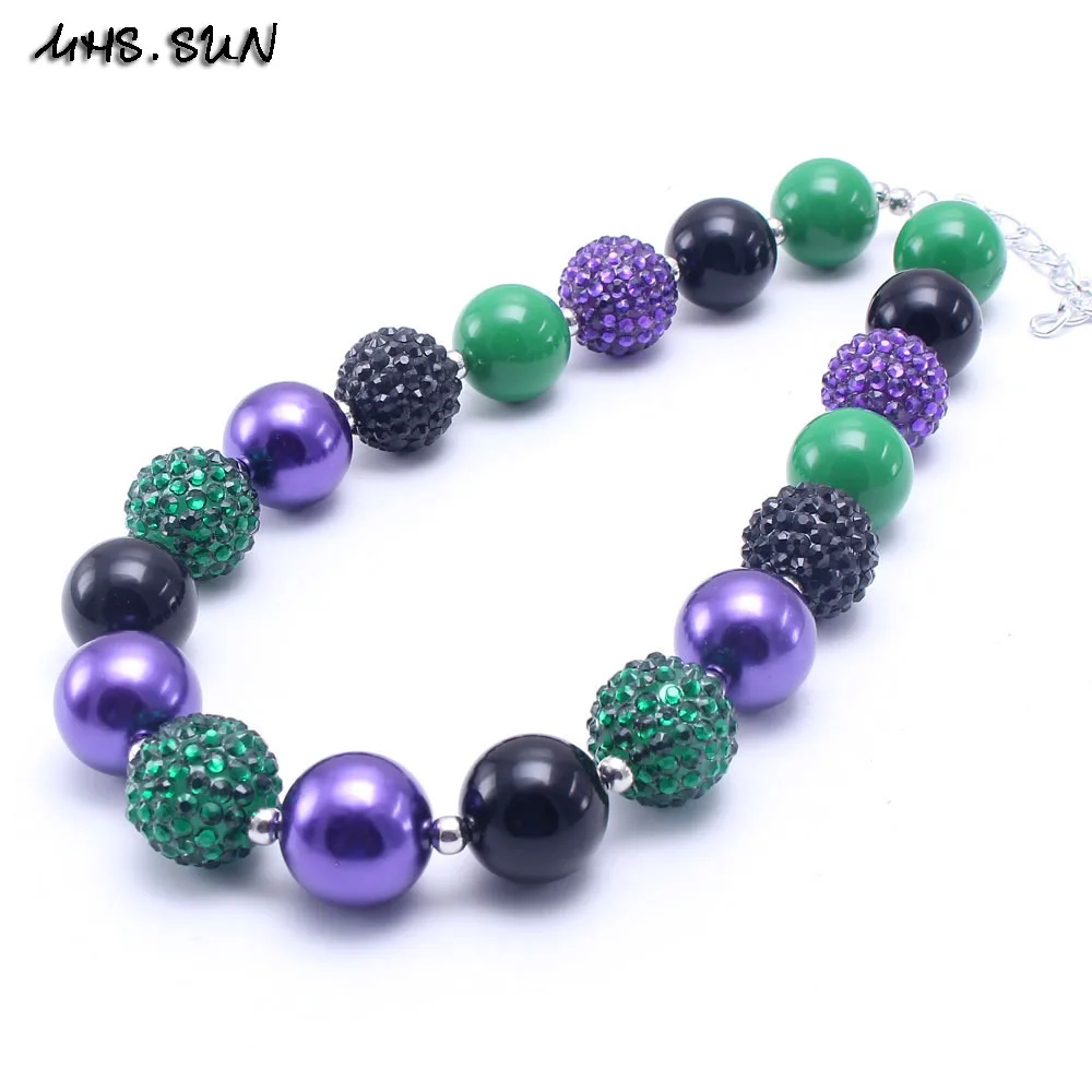 

MSH.SUN 2pcs Kids Bubblegum necklace Christmas style Chunky beads Choker necklace best gift for baby Fashion DIY jewelry BN181