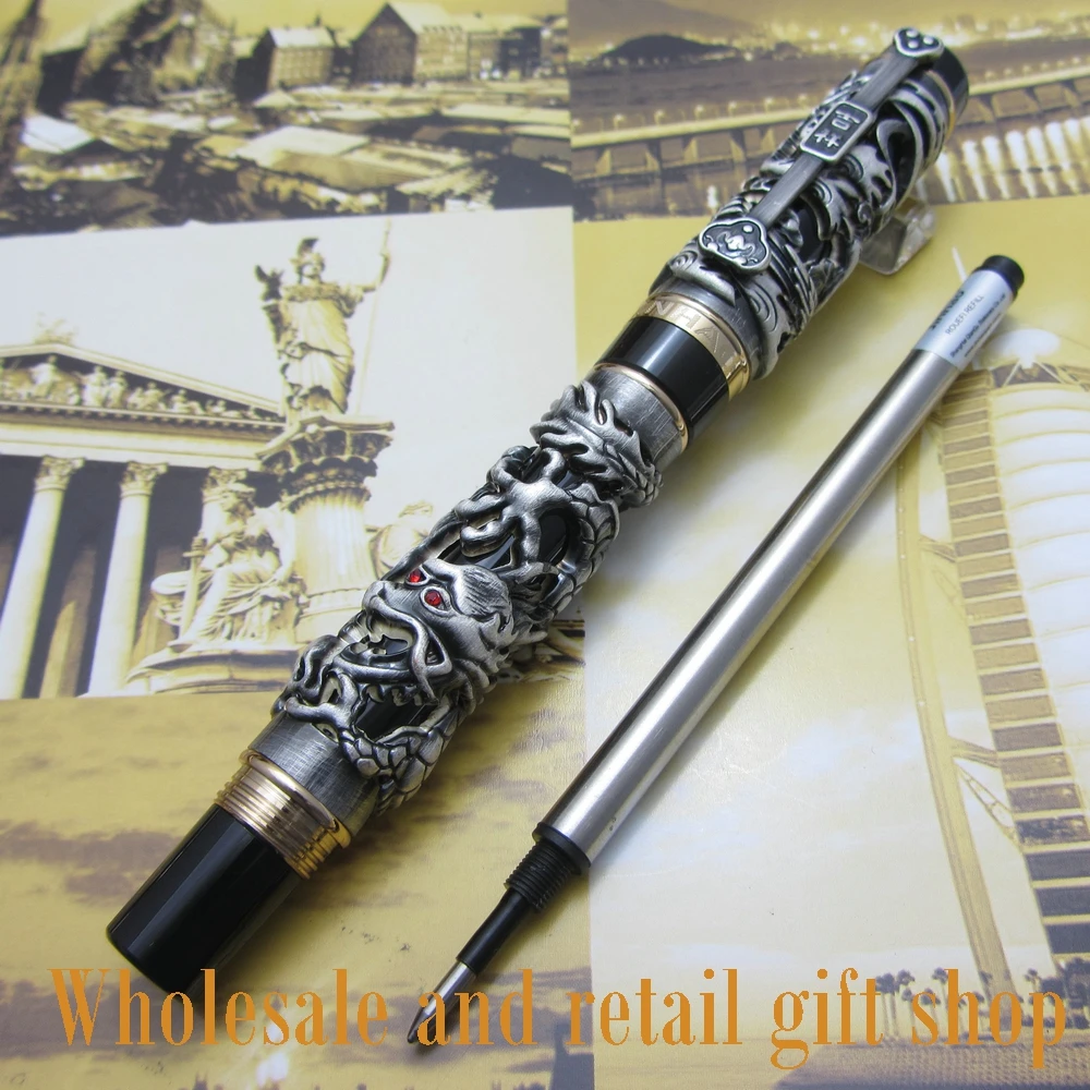 Jinhao дракон феникс тяжелый серый китайский классический удача клип ролик ручка и ручка сумка
