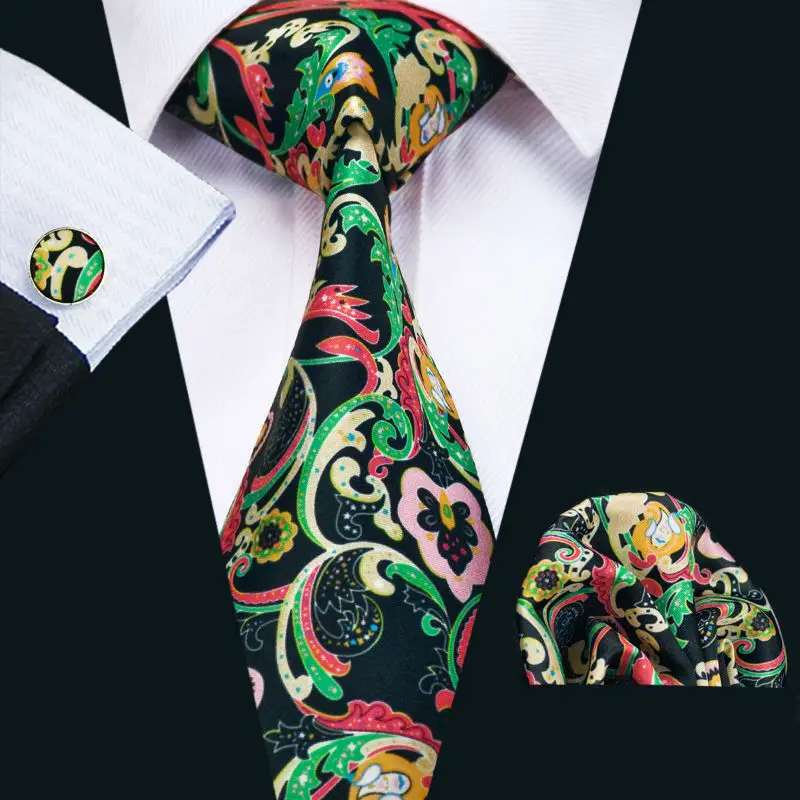 LS-1225 Новое поступление модные Для мужчин хлопок галстук Высококачественная брендовая одежда Дизайн Галстук платок Запонки Набор для Для