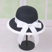 Women Summer Beach Straw Black White Alone Ribbon Hat Bow Knot Straw Hat Temperament Dome Straw Hats Women's Sea Beach Hat Women Summer Beach Straw Black White Alone Ribbon Hat Bow Knot Straw Hat Temperament Dome Straw Hats Women's Sea Beach Hat