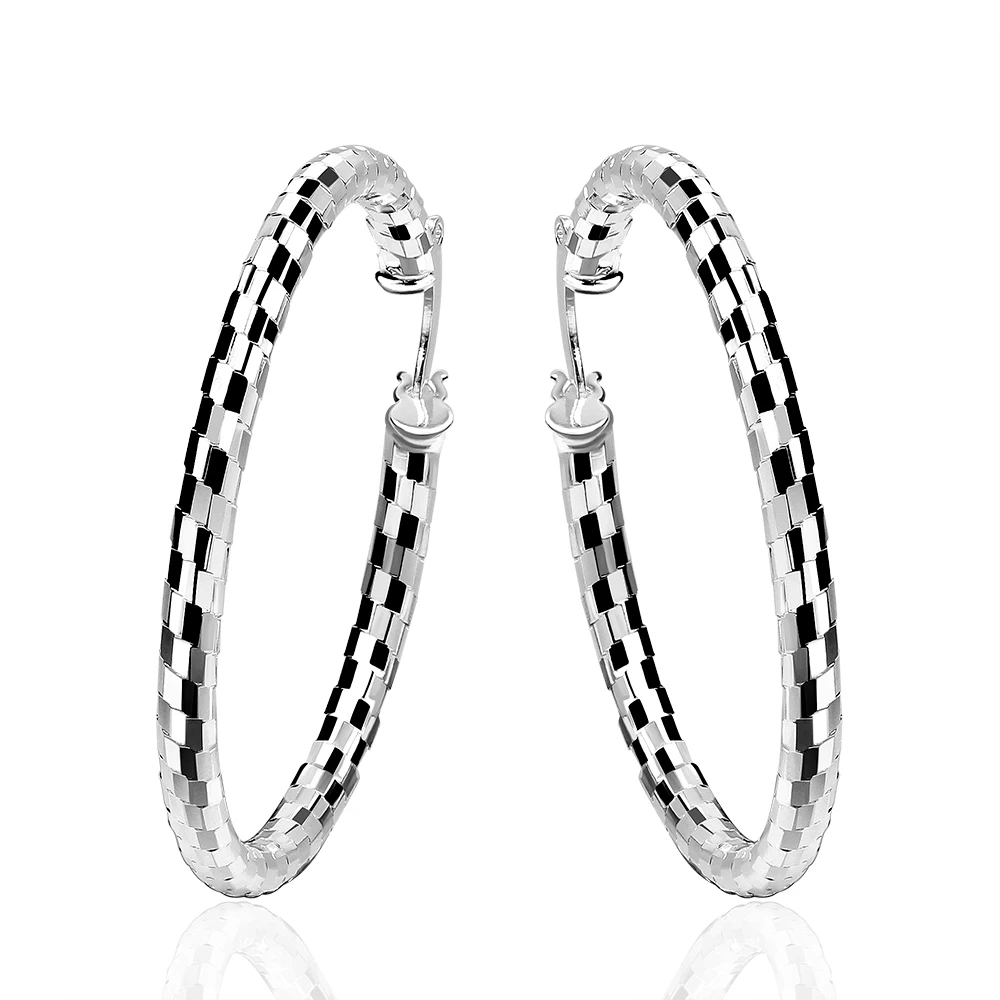 

Geometric Round Big Creole Hoop Earrings for Girl Silver Plated Career Jewelry Statement Earring European Brand Fashion Jewelry
