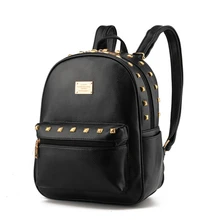 2017 Женщин Панк Заклепки Рюкзаки Bolsas Mochila Кожа Конфеты Цветов девушки Школьные Сумки Дамы Плеча Мешок Femme Sac Dos бежевый