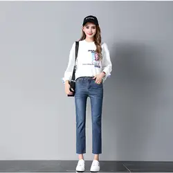 JUJULAND Синий Высокая талия джинсы для женщин Женский Уличная карман повседневные джинсы Лето 2019 г. женские джинсовые брюки дно плюс размеры