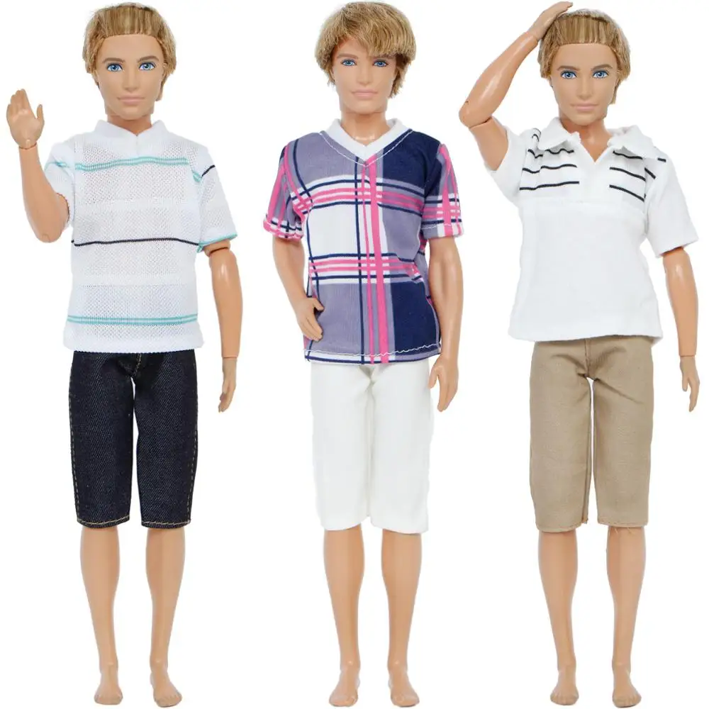 Fashion 3 Sets/Lot Men Outfit Mixed Style Summer T-shirt Pants Casual Wear Clothes For Barbie Ken Doll Accessories Gift Toy Fashion 3 Sets/Lot Men Outfit Mixed Style Summer T-shirt Pants Casual Wear Clothes For Barbie Ken Doll Accessories Gift Toy