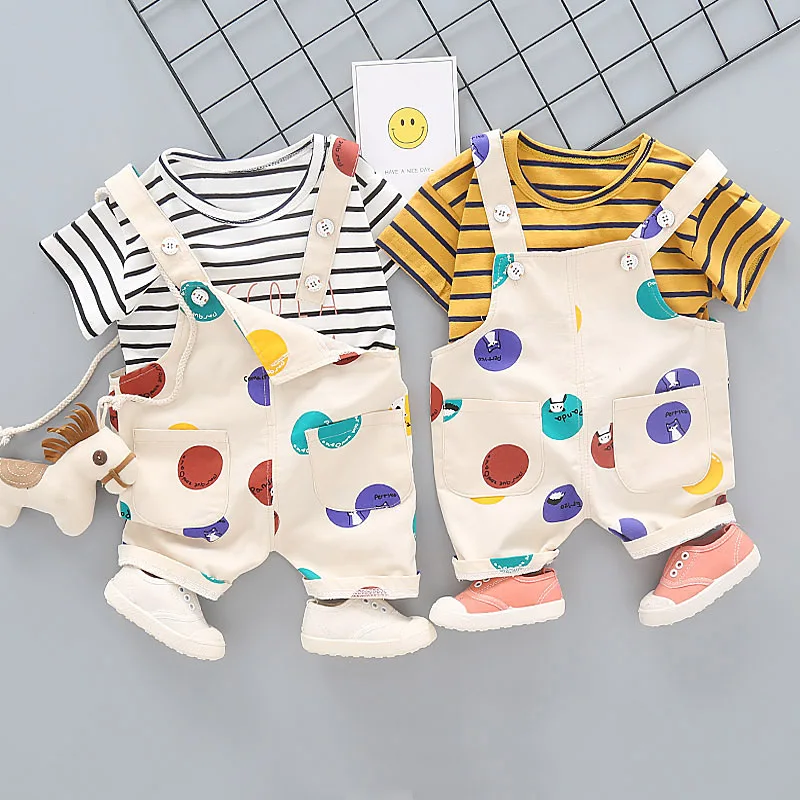 Комплект одежды для маленьких мальчиков и девочек, модный весенне-осенний хлопковый комплект одежды для мальчиков, футболка+ короткие штаны, костюм
