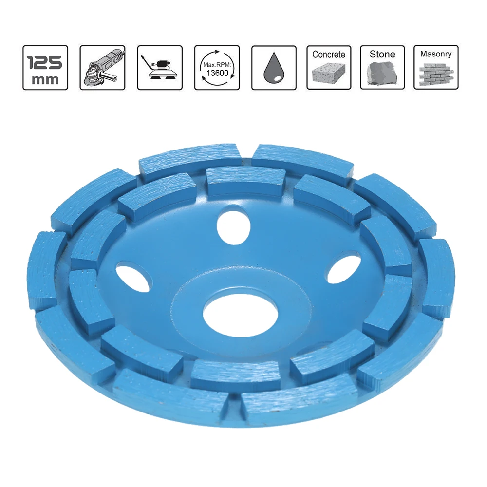 

125mm 5"Diamond 2 Row Segment Grinding Wheel sanding Disc abrasive tools sander Grinder Cup 22mm Inner Hole for Concrete Granite