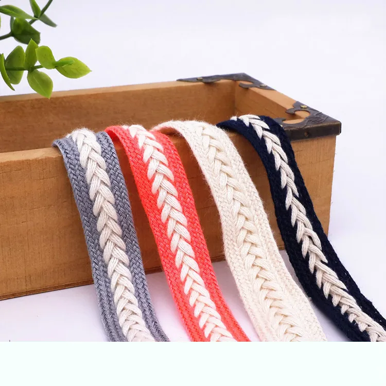 

Hot sale 5/8"15mm (1 meter/lot) braid the knitting cotton stripes Ribbon DIY Clothing belt accessories Handmade Hair handicraft