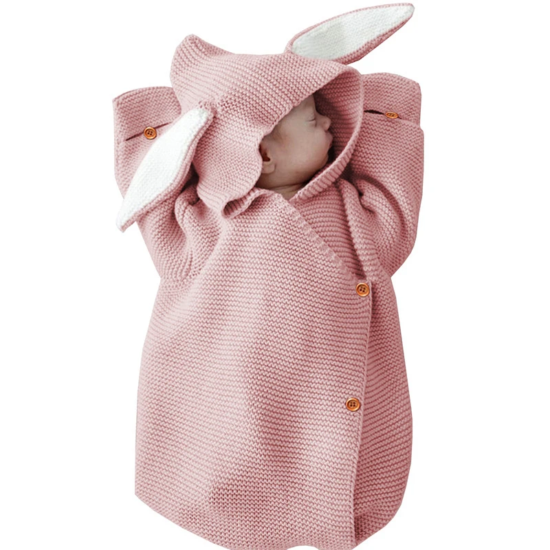

Receiving Blankets Rabbit Baby Stroller Sleeping Bag Autumn Newborn Infant Knitted Swaddle Wrap Nest Envelopes For Toddler Kid