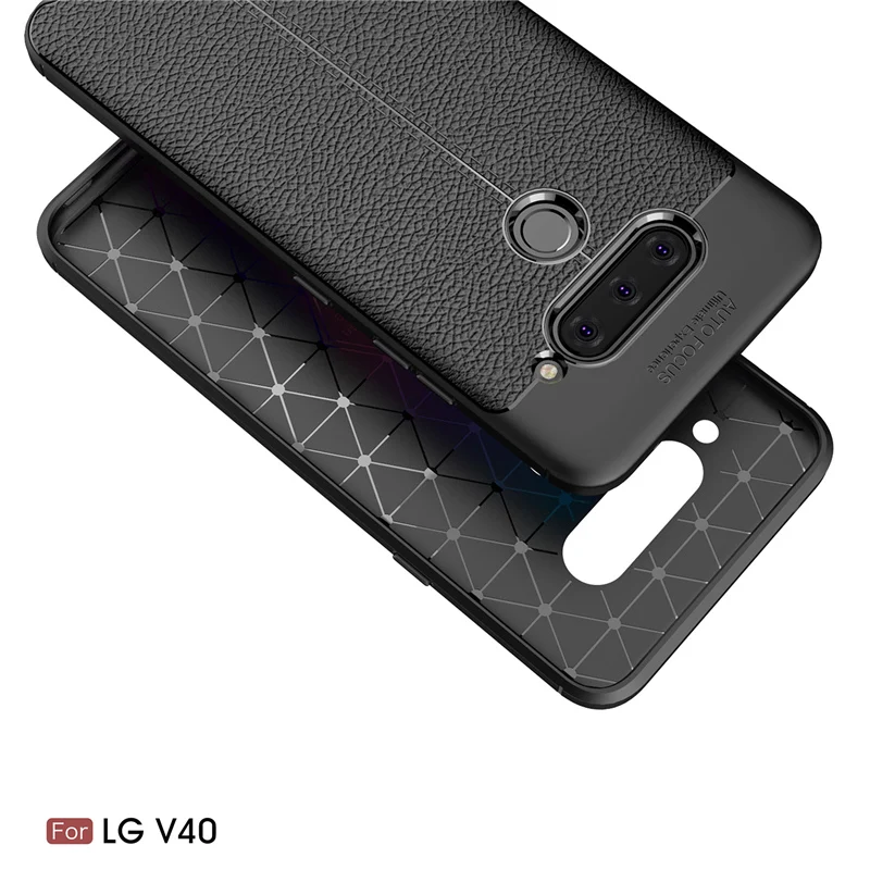 For Capa LG V40 Thinq Case Silicone Litchi PU Leather (2)