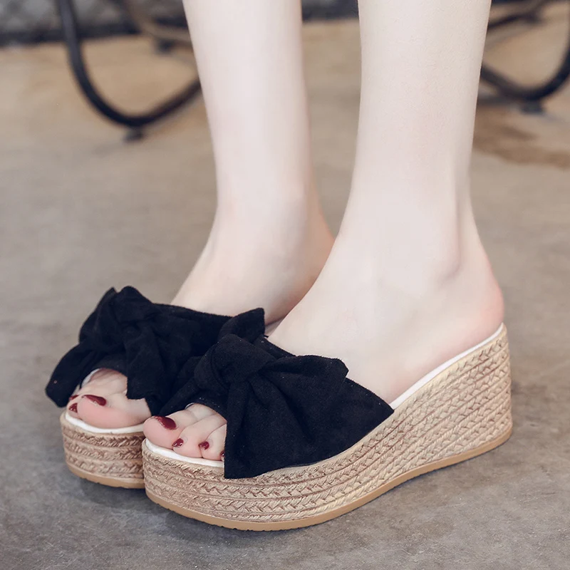 

2019 Women Slipper Platform Wedges Sandals Peep Toe Sandals Ladies Summer Shoes F90011