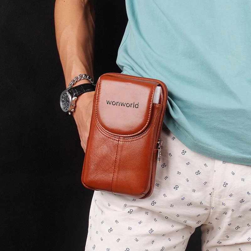 Мини Портативная сумка Мужская поясная сумка для мобильного телефона на молнии кошелек держатель для кредитных карт сумка двойная молния