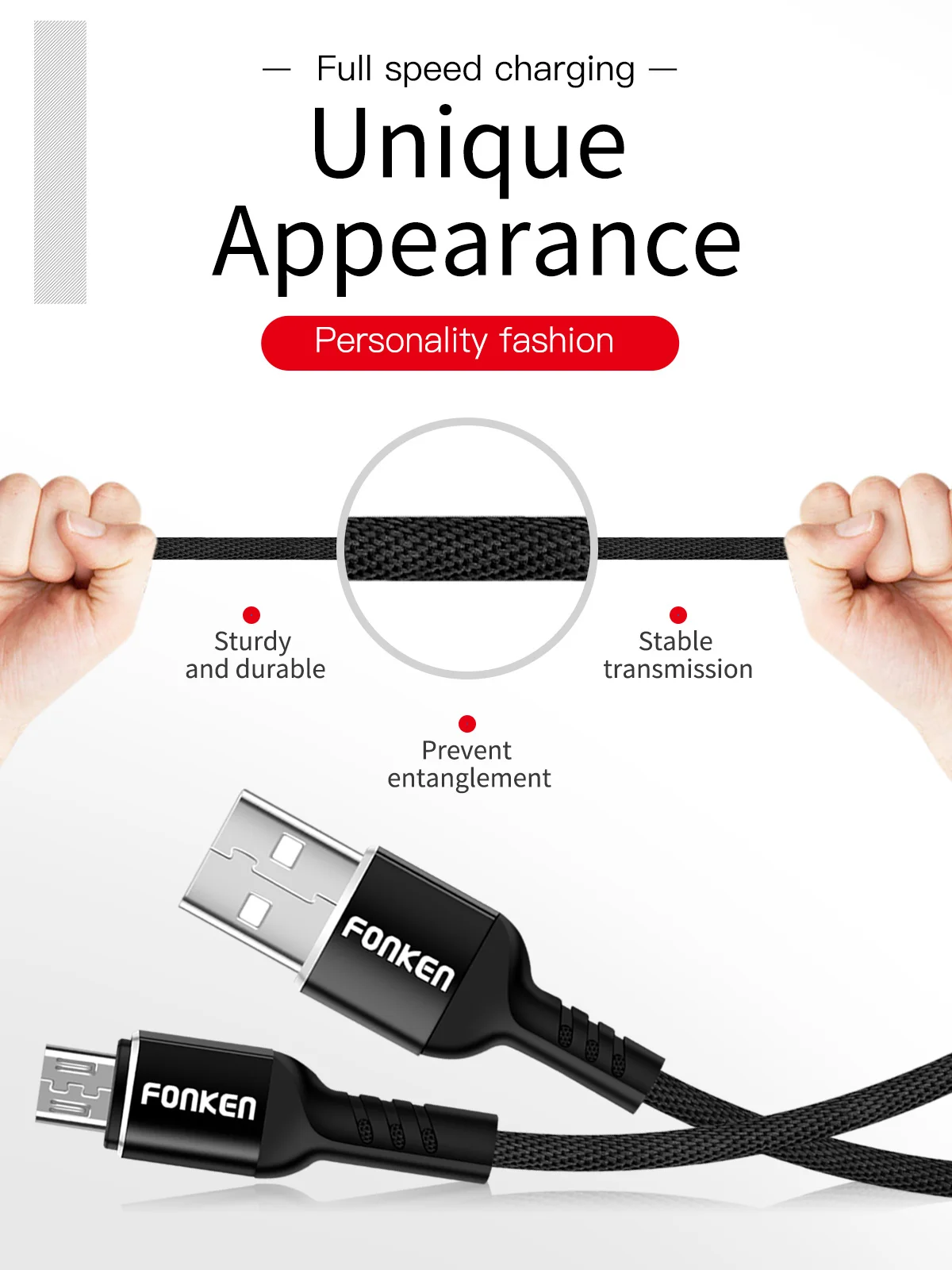 FONKEN Micro USB кабель 3A Быстрая зарядка usb-кабели данных 1 м 2 м тканевый Плетеный Android мобильный телефон USB зарядное устройство Быстрая зарядка провода