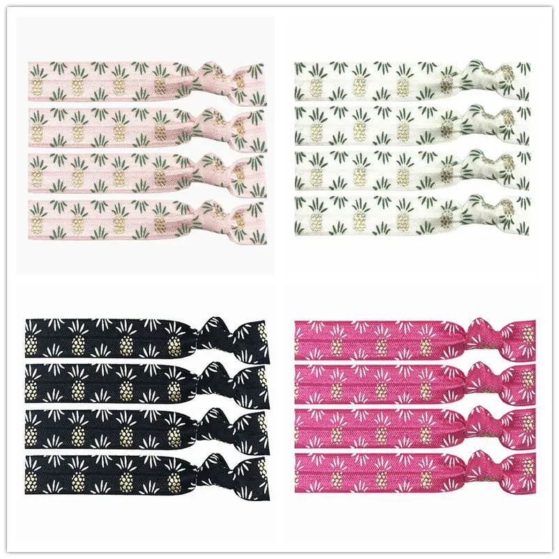 

8 цветов 30 шт. 5/8 "Ананас Золотой Фольга Экран 2 принтом повязка на голову, резинки для волос враг Эластичная Лента хвост держатель браслет