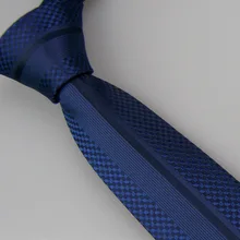 Lammulin Для мужчин костюм Галстуки синий с черными вертикальными полосами Галстук проверки ткани жаккард узкий галстук 6 см Свадебная вечеринка