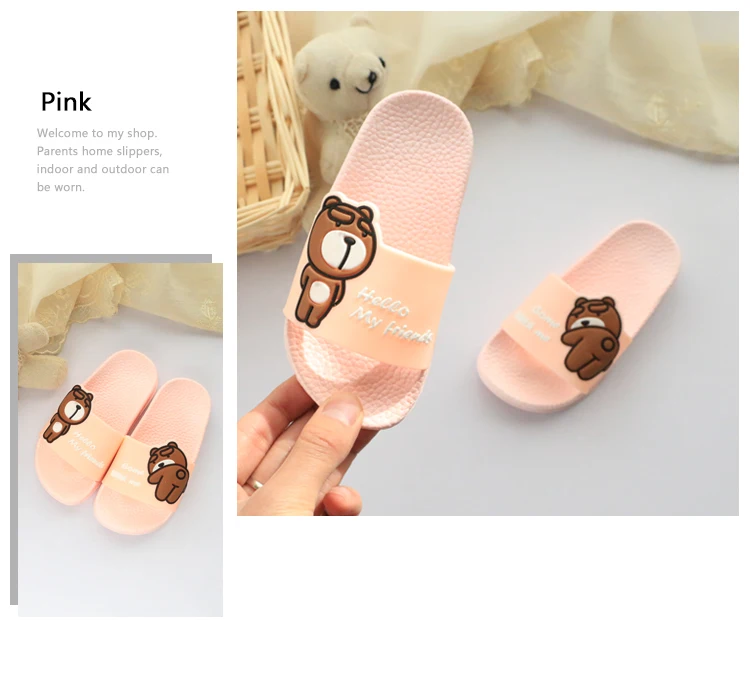 Новые детские сандалии летние мальчики и девочки милые Носки с рисунком медведя из мультика на мягкой подошве тапочки снаружи Ванная
