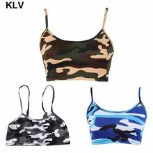 Womens Crop Top Sexy Camouflage Printed Halter Sleeveless Blouse Shirts Bra all over printed knot crop blouse