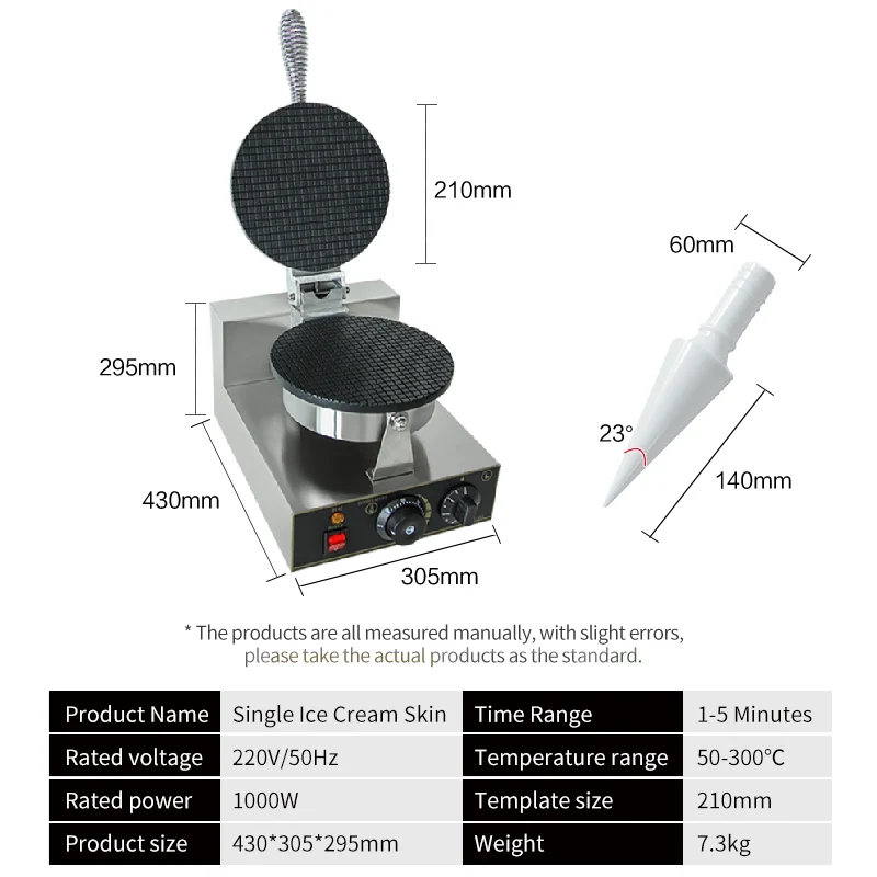 WantJoin Electric Egg Roll Maker CE DIY Commercial Ice Cream Cone Maker Crepe Baking Pan Waffle Pancake Not Stick Waffle Machine