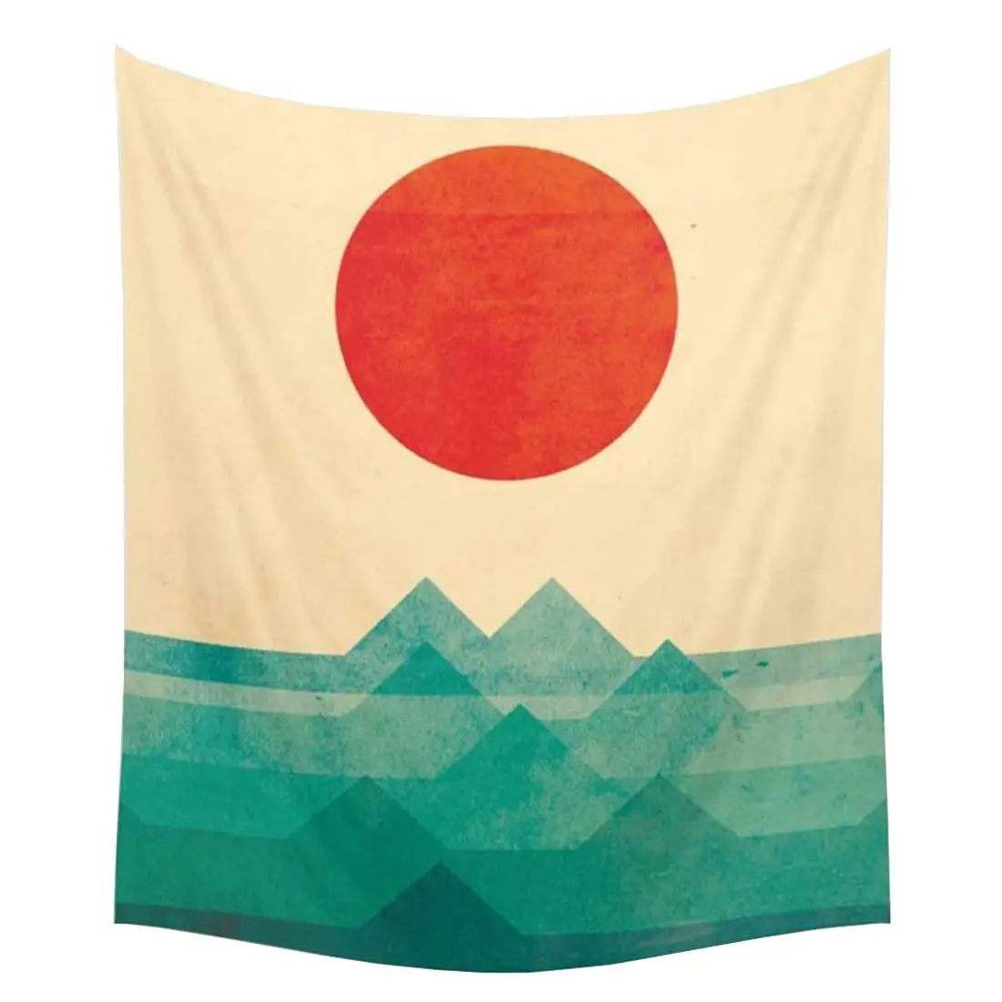 LHBL Ocean Beach Tapestry Wall Hanging, Coast at Sunrise Time Printed