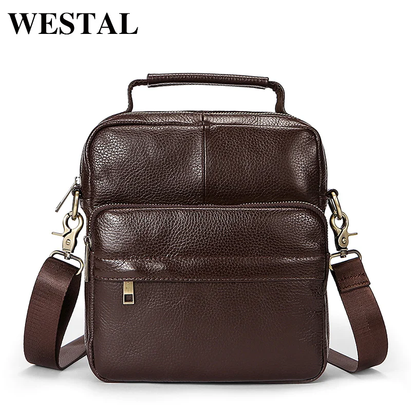 

WESTAL Genuine Leather Messenger Bag Men's Shoulder Bags Casual Tote Flap Small Handbags for man New design crossbody 8842