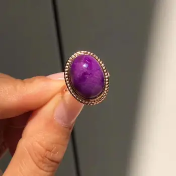 

Fine Jewelry Real Pure 18 K Rose Gold South Africa Origin Natural Royal Blue Sugilite Gemstone Female Wedding Rings