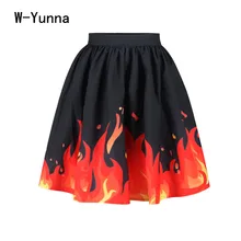 W-Yunna Высокая талия трапециевидной формы плиссированные винтажные юбки для женщин с 3D принтом качественные расклешенные миди юбки