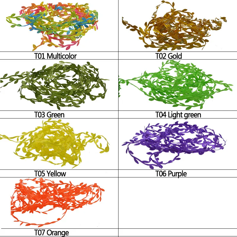 Многоцветные 10 метров Листья лозы ротанга искусственный Шелковый лист ручной работы Скрапбукинг Ремесло Гирлянда Венок Свадебная вечеринка украшения