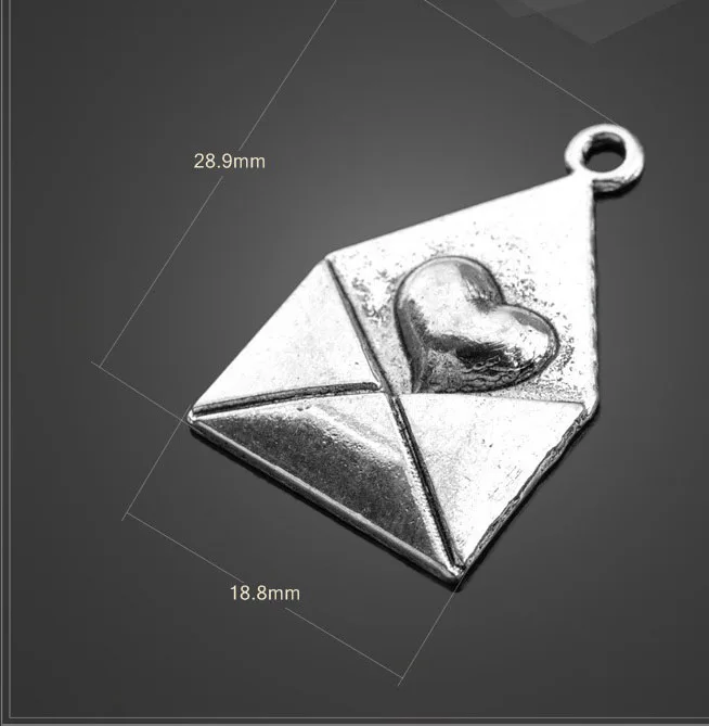 4 шт./лот 28 9 мм * 18 8 посеребренный металлический конверт с надписью charm pandent для