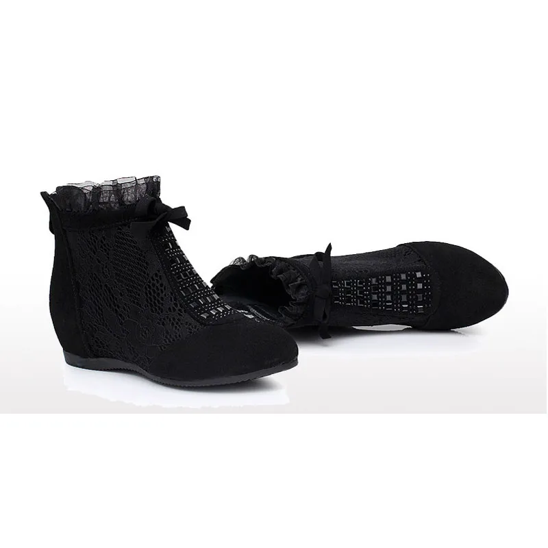 Chaussures Femme Bottes Mode Booots Cuir Augmenter Noir Creux Véritable De D'été 2019 En Nouveau Hauteur Dentelle Femmes Respirant Cheville wEwqZTynga