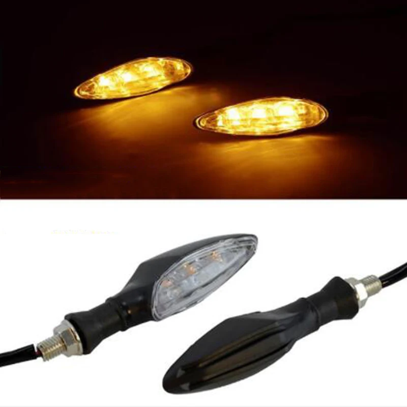 

2Pcs/1Pair Universal Amber Led Motorcycle Turn Signal Indicator Light Front Back Led Moto Motor Signal Turn Light Lamp Black