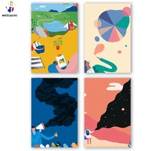 DIY цвета картины по номерам с цветами бесплатно изобразительное искусство картина Рисунок Живопись по номерам Обрамленный дом